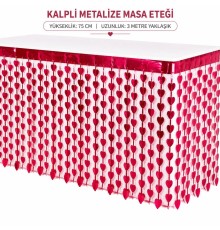 Kalpli Metalize Masa Eteği Kırmızı 75x300 cm