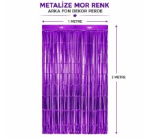 Mor Metalize Parti Perdesi 100x200 cm – Kapı ve Arka Fon Perdesi