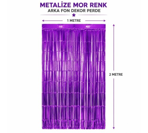 Mor Metalize Parti Perdesi 100x200 cm – Kapı ve Arka Fon Perdesi