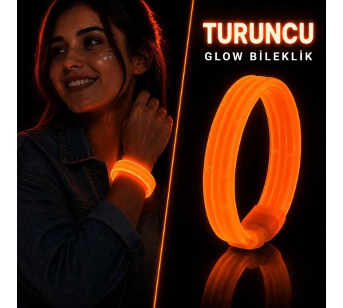 Turuncu Kalın Glow Bileklik – Kırılarak Yanan Parti ve Festival Bilekliği