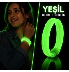Yeşil Kalın Glow Bileklik – Kırılarak Yanan Parti ve Festival Bilekliği