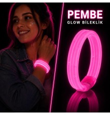 Pembe Kalın Glow Bileklik – Kırılarak Yanan Parti ve Festival Bilekliği