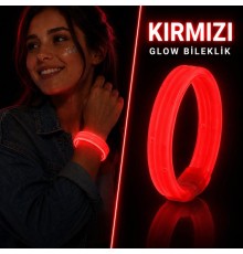 Kırmızı Kalın Glow Bileklik – Kırılarak Yanan Parti ve Festival Bilekliği