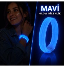 Mavi Kalın Glow Bileklik – Kırılarak Yanan Parti ve Festival Bilekliği