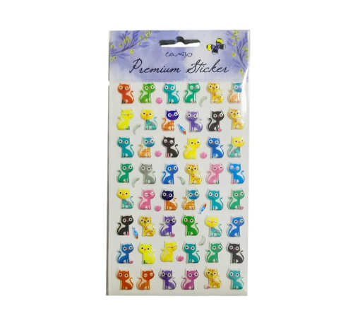 Puf Sticker Balıklı Kedi