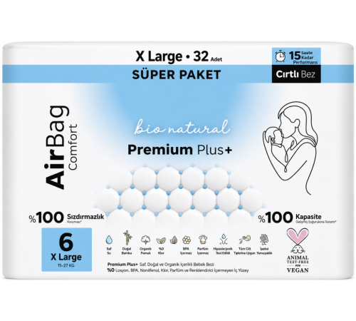 Premium Plus Airbag Comfort Bebek Bezi 6 Beden 32 Adet
