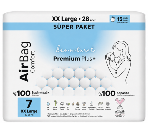 Premium Plus Airbag Comfort Bebek Bezi 7 Beden 28 Adet