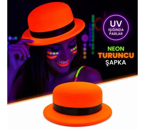 Neon Turuncu UV Parti Şapkası Plastik