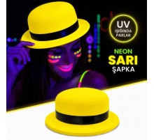 Neon Sarı UV Parti Şapkası Plastik
