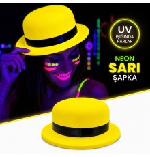 Neon Sarı UV Parti Şapkası Plastik