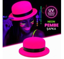 Neon Pembe UV Parti Şapkası Plastik