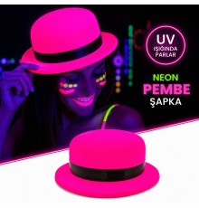 Neon Pembe UV Parti Şapkası Plastik