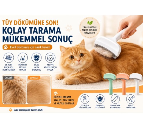 Metal Uçlu Evcil Hayvan Tüy Toplama Tarağı