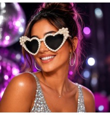 After Party İnci Taşlı Kalp Gözlüğü