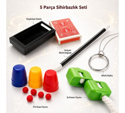 Çocuklar İçin 5 Parça Sihirbazlık Oyun Seti