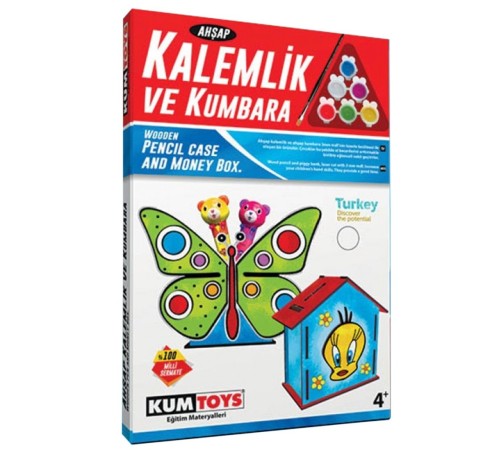 5304 Ahşap Kalemlik ve Kumbara Seti