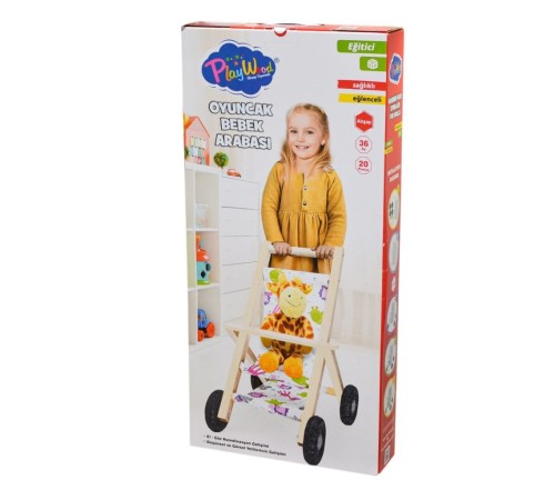 ONY-386 Ahşap Oyuncak Bebek Arabası -Onyıl
