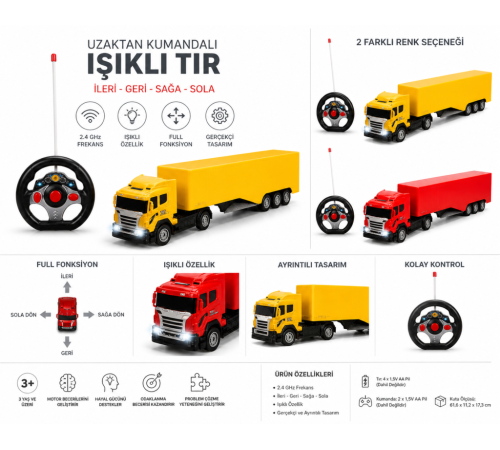 01992 1:32 Uzaktan Kumandalı Işıklı Tır 50 cm -