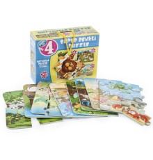 1481 Süper Renkli 4'lü Puzzle - Hayvanlar / 8+12+16+24 Parça Puzzle