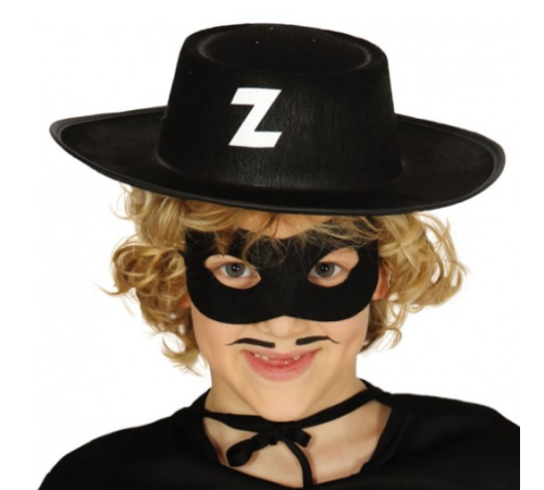 Z Logolu Zorro Şapkası ve Zorro Maskesi Çocuk Boy