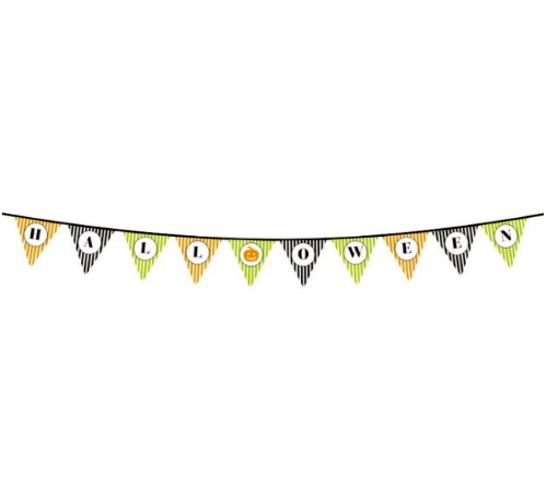 Cadılar Bayramı Kabak Temalı Halloween Yazılı Banner Süs Flama 3 Metre
