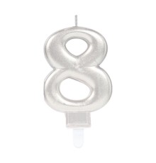 8 Rakam Mum Gümüş Renk