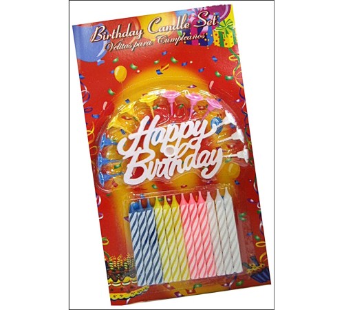 Rengarenk Mumlu Beyaz Happy Birthday Yazılı Doğum Günü Mumu 12 Adet