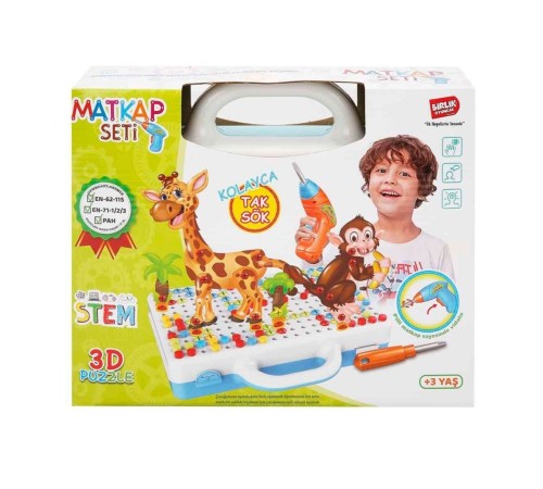 URT014-001 3D Eğitici Matkap Seti Hayvanlar