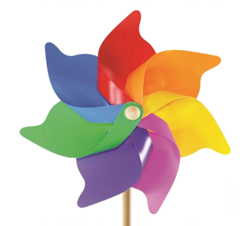 7 Kanat 35 cm Gök Kuşağı Rüzgar Gülü