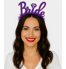 Mor Renk Bekarlığa Veda İtalik Yazı Alyanslı Bride Taç