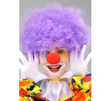 Mor Renk Kıvırcık Afro Bonus Peruk Takma Saç ve Kırmızı Burun Seti