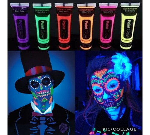 Neonlu Glow Parti Yüz Boyası 6 Renk 6 Adet