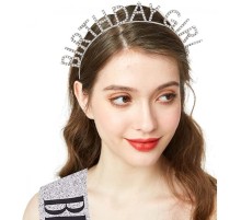 Gümüş Kristal Taşlı Birthday Girl Doğum Günü Tacı İthal Ürün A Kalite 17x16 cm