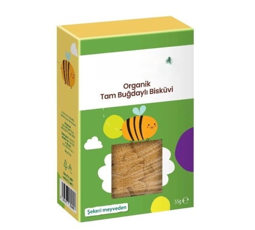 Organik Tam Buğdaylı Bisküvi 55gr
