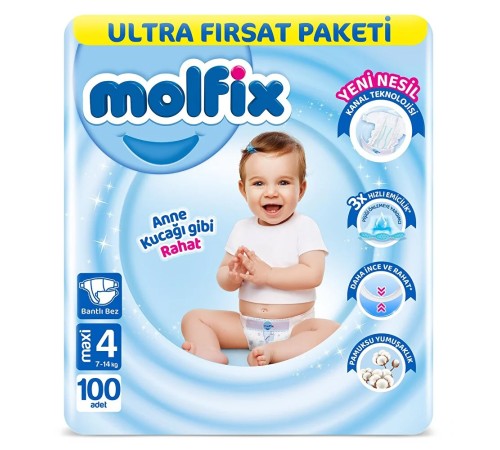 Bebek Bezi Ultra Fırsat Paketi 4 Beden 7-14 Kg 100 Adet