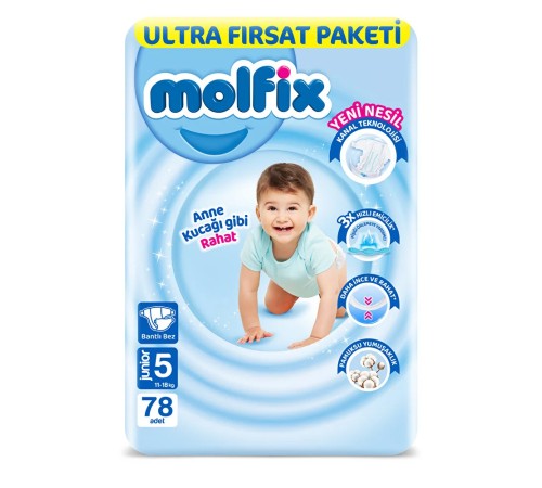 Bebek Bezi Ultra Fırsat Paketi 5 Beden 11-18 Kg 78 Adet