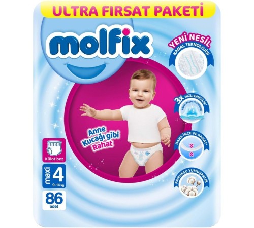 Külot Bez Ultra Fırsat Paketi 4 Beden 9-14 Kg 86 Adet