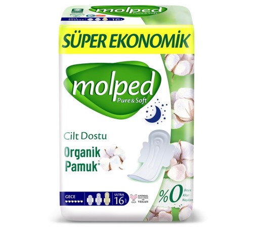 Pure&Soft Gece Ped Süper Eko 16 Adet