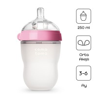 Comotomo Antikolik Silikon Biberon 250 ml 3-6 Ay Pembe