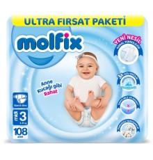 Bebek Bezi Ultra Fırsat Paketi 3 Beden 4-9 Kg 108 Adet