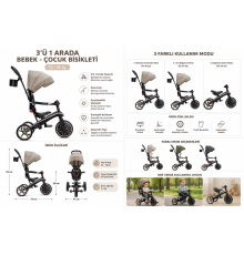 Globber Explorer 4in1 Katlanabilir Bisiklet Koyu Bej