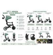 Globber Explorer 4in1 Katlanabilir Bisiklet Zeytin Yeşili