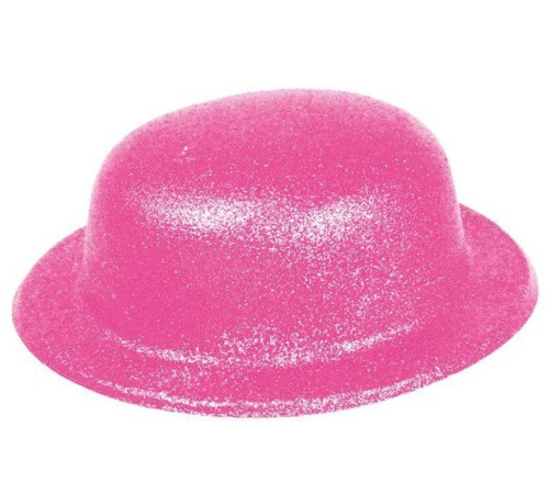 Pembe Renk Simli Melon Yuvarlak Parti Şapkası 24x26 cm