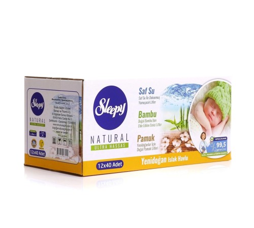 Natural Yenidoğan Islak Mendil 12x40 480 Yaprak