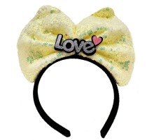 Led Işıklı 3 Farklı Foniyonda Yanan Gümüş Love Yazılı Sarı Fiyonk Taç 20X17 cm