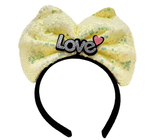Led Işıklı 3 Farklı Foniyonda Yanan Gümüş Love Yazılı Sarı Fiyonk Taç 20X17 cm