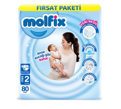 Bebek Bezi Fırsat Paketi 2 Beden 3-6 Kg 80 Adet