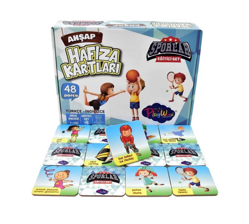 Eğitici Ahşap Hafıza Kartları Sporlar