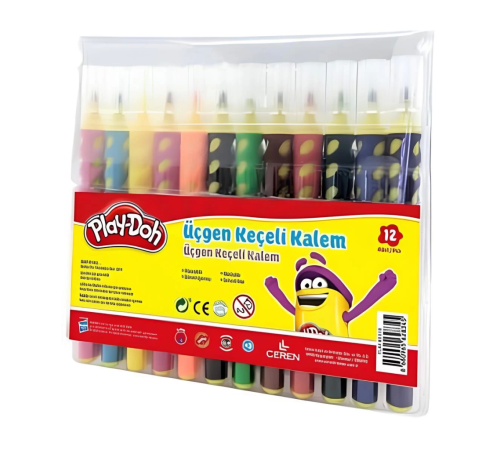 Play-Doh 12 Renk Üçgen Fırça Uçlu Kalem Pp Kutu