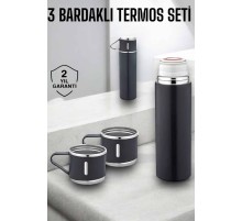 Paslanmaz Çelik 3’lü Termos Seti Vakumlu ve 8 Saat Isı Koruma
